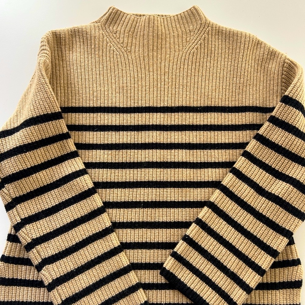 Rails Tan and Black Cowl Neck Sweater with Stripes